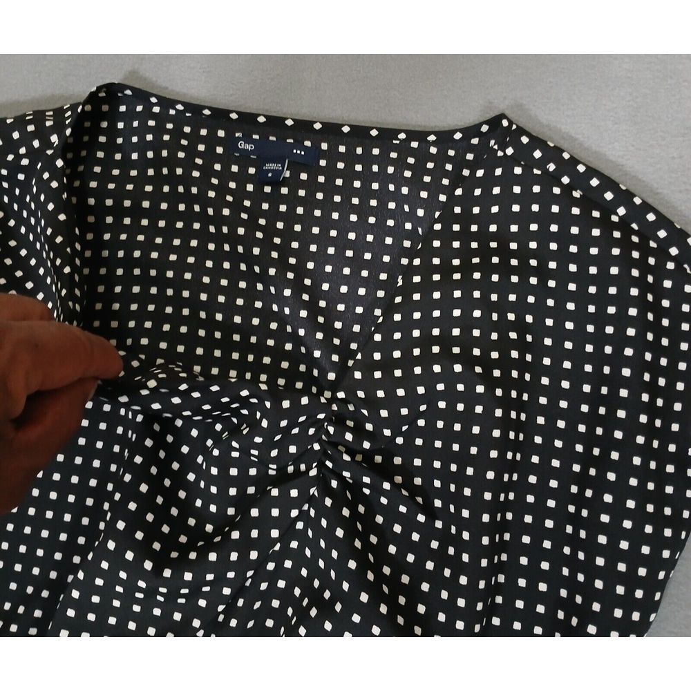 Gap‎ Womens short sleeve Black Dot Print mini dress V Neck size Small - Picture 3 of 10